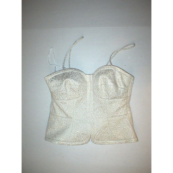 NWT $298 W by Worth Womens 4 Top Designer New York Tank Bustier Gold White USA